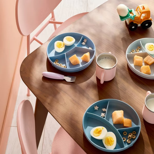 3-Pack Non-Slip Divided Mealtime Silicone Plates