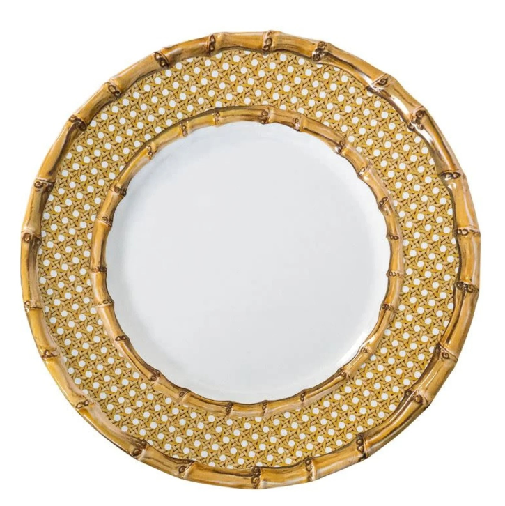 Caning-Pattern Dinner Plate with Natural Border Detail